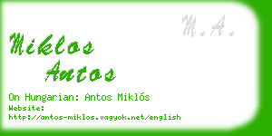 miklos antos business card